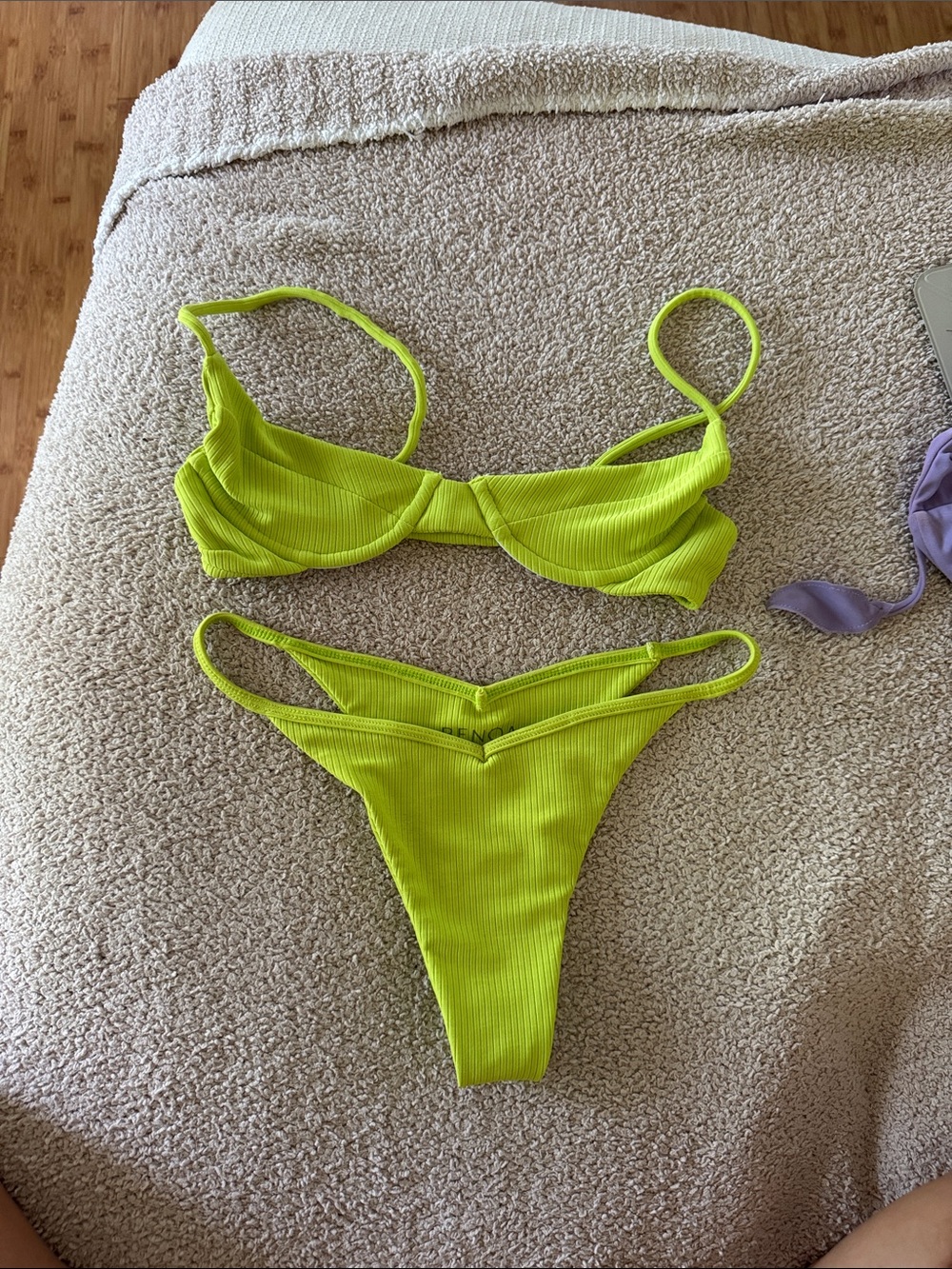 Benoa Swim Neon Lime Ribbed Underwire Bikini Set